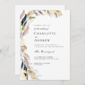 Elegante bloemen uitnodiging (Voorkant / Achterkant)