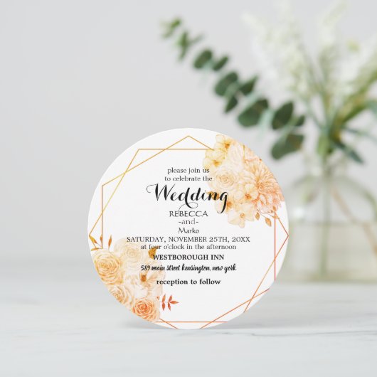 Elegante bloemen uitnodiging (Staand voorkant)