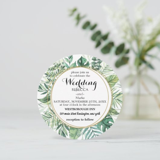 Elegante bloemen uitnodiging (Staand voorkant)