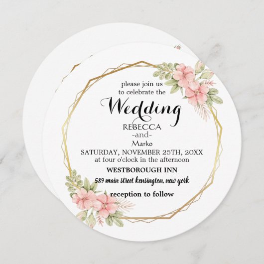 Elegante bloemen uitnodiging (Voorkant / Achterkant)