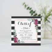 Elegante bloemen Uitnodiging afstudeerfeest (Staand voorkant)