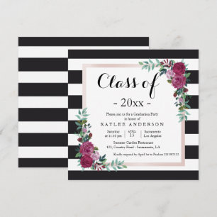 Elegante bloemen Uitnodiging afstudeerfeest