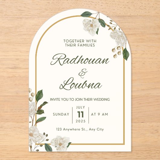 Elegante Bloemen Uitnodiging bruiloft Kaart ontwer (Voorkant)