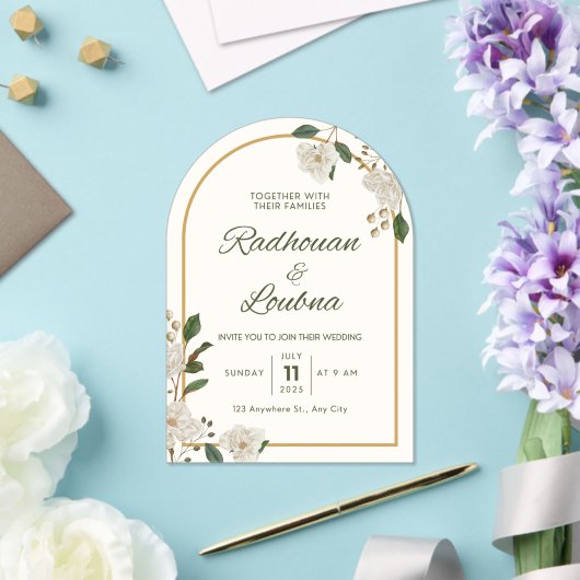 Elegante Bloemen Uitnodiging bruiloft Kaart ontwer (Insitu (Huwelijk))