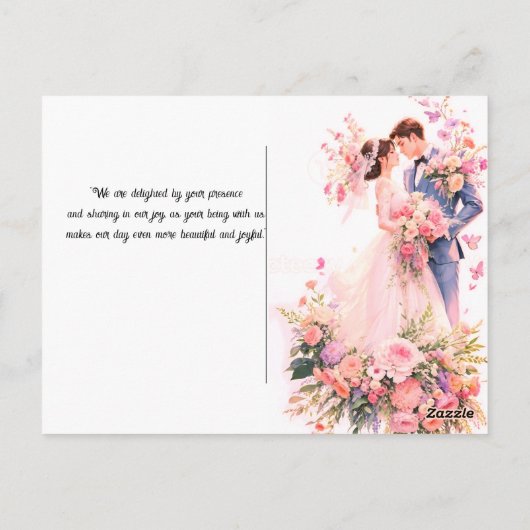 Elegante Bloemen Uitnodiging Kaart - Romantisch (Achterkant)