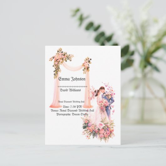 Elegante Bloemen Uitnodiging Kaart - Romantisch (Staand voorkant)