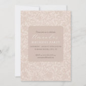 Elegante bloemen uitnodiging neutrale beige mokka (Voorkant)