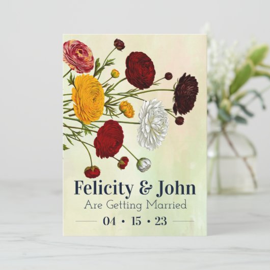 Elegante Bloemen Uitnodiging Set (Staand voorkant)