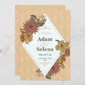 Elegante bloemen uitnodiging voor de bruiloft (Voorkant / Achterkant)