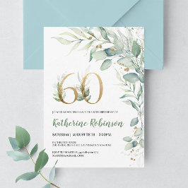 Elegante bloemen uitnodiging voor haar 60ste verja