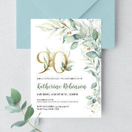 Elegante bloemen uitnodiging voor haar 90e verjaar