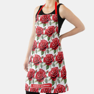 Elegante Bloemen van Rode Rozen Schort