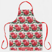 Elegante Bloemen van Rode Rozen  Schort (Voorkant)