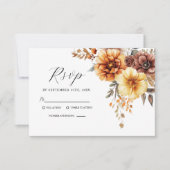 Elegante Bloemen Verbrand Sinaasappel Terracotta b RSVP Kaartje (Voorkant)