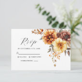 Elegante Bloemen Verbrand Sinaasappel Terracotta b RSVP Kaartje (Staand voorkant)