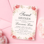 Elegante Bloemen Verjaardag Goud Zoet 16 Kaart