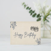 Elegante Bloemen Verjaardag Kaart - Delicate Flora (Staand voorkant)