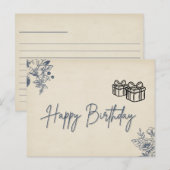 Elegante Bloemen Verjaardag Kaart - Delicate Flora (Voorkant / Achterkant)