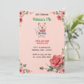 Elegante Bloemen Verjaardag Kaart met 3D Roze Bloe (Staand voorkant)