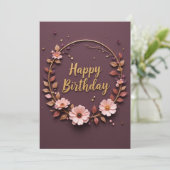 Elegante Bloemen Verjaardag Krans Kaart (Staand voorkant)