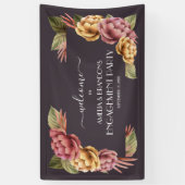 Elegante Bloemen Verlovingsfeestbanner Spandoek (Verticaal)