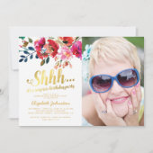 Elegante Bloemen Verrassingsfoto Verjaardagsfeestj Kaart (Voorkant)