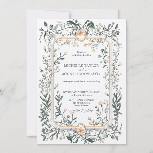 Elegante  Bloemen Victoriaans Weiland Kaart (Voorkant)