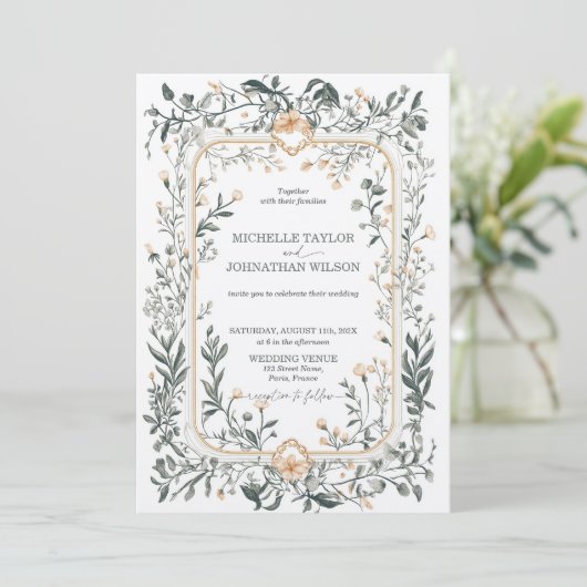 Elegante  Bloemen Victoriaans Weiland Kaart (Staand voorkant)