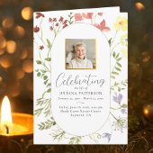 Elegante Bloemen Viering van het Leven Foto's Begr Programma