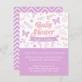 Elegante Bloemen Vlinder Baby Douche Uitnodigingen (Voorkant / Achterkant)