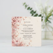 Elegante Bloemen Vlinder bruiloft uitnodiging (Staand voorkant)