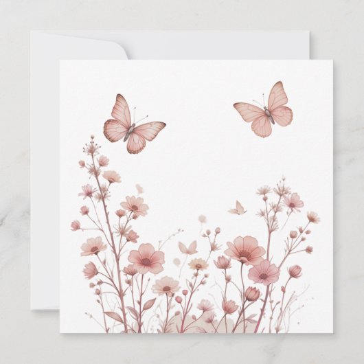 Elegante Bloemen Vlinder bruiloft uitnodiging (Achterkant)