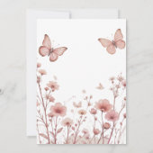 Elegante Bloemen Vlinder bruiloft uitnodiging (Achterkant)