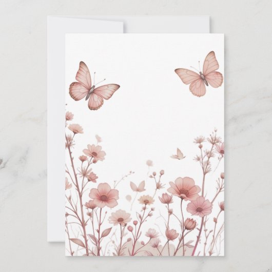 Elegante Bloemen Vlinder bruiloft uitnodiging (Achterkant)