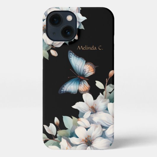 Elegante Bloemen & Vlinder iPhone Hoesje (Achterkant)