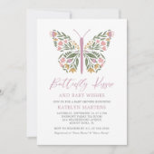 Elegante Bloemen Vlinder Kisses Baby shower Kaart (Voorkant)