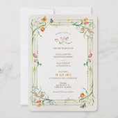 Elegante Bloemen Vlinder Waterverf Bruiloft Kaart (Voorkant)