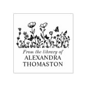 Elegante Bloemen, Vlinders Bibliotheek Boeknaam Rubberstempel (Afrduk)