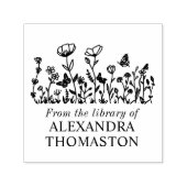 Elegante Bloemen, Vlinders Bibliotheek Boeknaam Zelfinktende Stempel (Design)