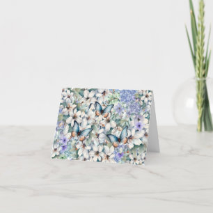 Elegante Bloemen & Vlinders Blank Note Kaart