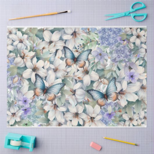 Elegante Bloemen & Vlinders Decoupage Tissuepapier (Craft)