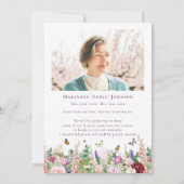 Elegante Bloemen Vlinders Memorial Uitnodiging (Achterkant)