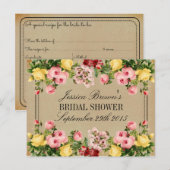 Elegante  Bloemen Vrijgezellenfeest Recept Kaarten (Voorkant / Achterkant)