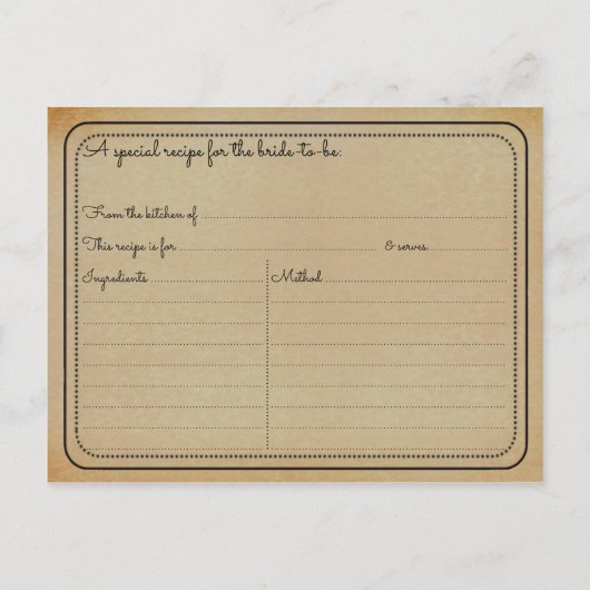 Elegante  Bloemen Vrijgezellenfeest Recept Kaarten (Achterkant)