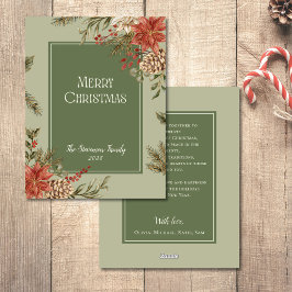 Elegante Bloemen Vrolijk Kerstfeest Poinsettia Feestdagenkaart
