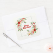 Elegante Bloemen Vrolijk Kerstfeest | STICKER (Envelop)