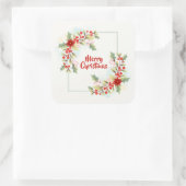 Elegante Bloemen Vrolijk Kerstfeest | STICKER (Tas)