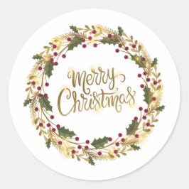 Elegante Bloemen Vrolijk Kerstfeest | Sticker Seal