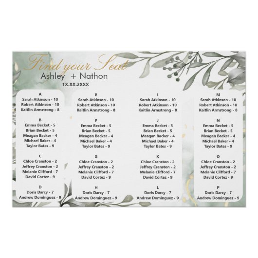 Elegante bloemen & vruchten aquarel Bruiloft Perfect Poster (Voorkant)