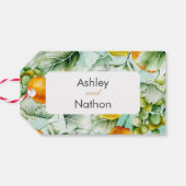 Elegante bloemen & vruchten aquarel zomer bruiloft cadeaulabel (Achterkant Horizontaal)